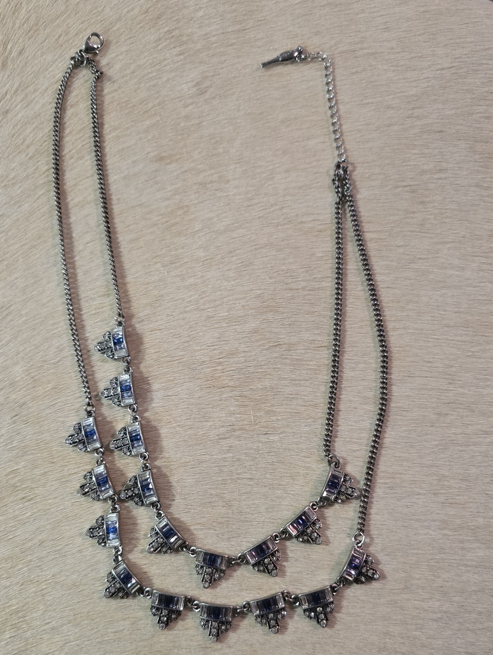 Chloe + Isabel Double-Strand Blue & Clear Crystal Statement Necklace